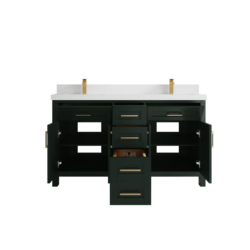 Ensemble de meuble-lavabo double 60 po Cambridge, Blanc