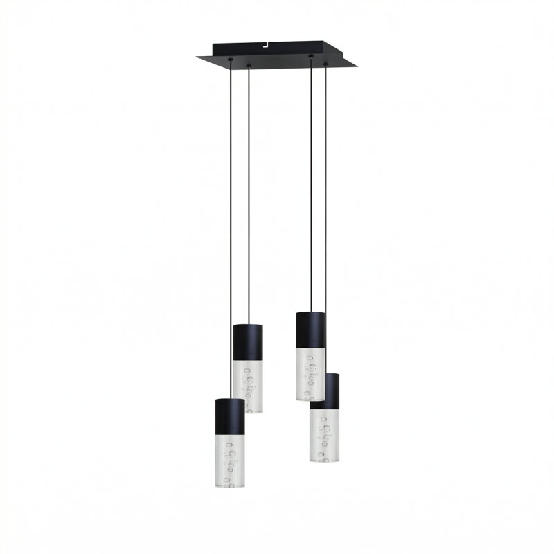 Luminaire suspendu cylindrique 4 lumières DEL Andromedae, Noir