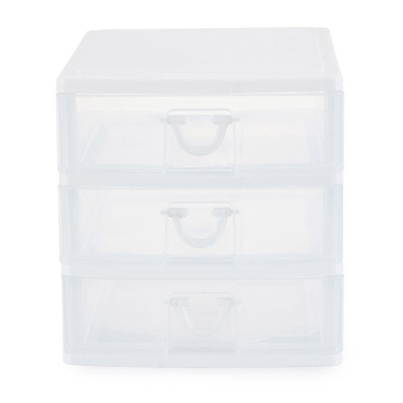 Mini-organisateur de bureau 3 tiroirs avec finition blanche Grace Living, paquet de 2