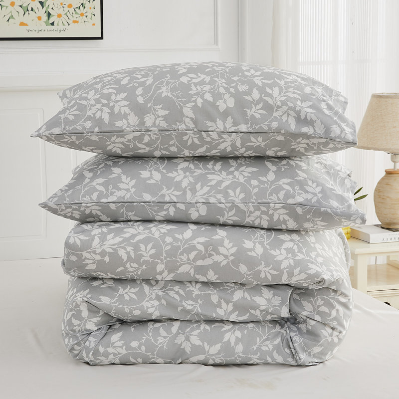 Gogreen 100% Cotton 3 Pieces Luxury Twin Duvet Cover Floral, Soft & Breathable Twin Bedding Sets, Pattern Twin Comfy Duvet Cover, with Zipper Closure