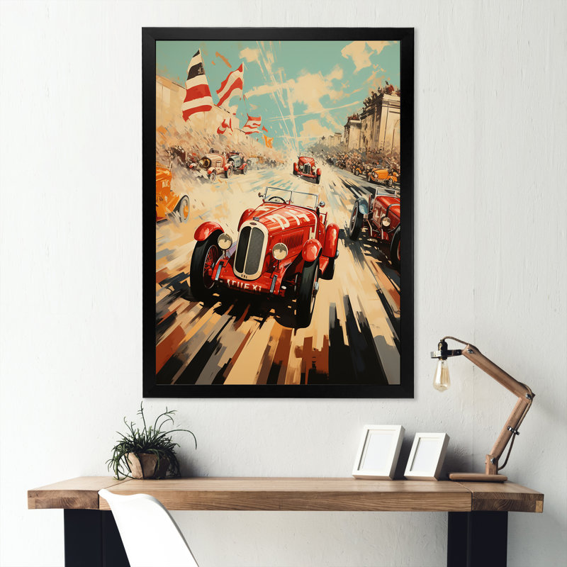 Rallye de voitures de course rétro 2, Cadre simple noir, H 32 po x l 16 po x P 1 po