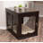 Wooden Dog Crate Furniture with Cushion - 32 Inch Medium Dog Kennel with Double Doors - Indoor Decorative Pet House End Table for Small and Medium Pets (Espresso)