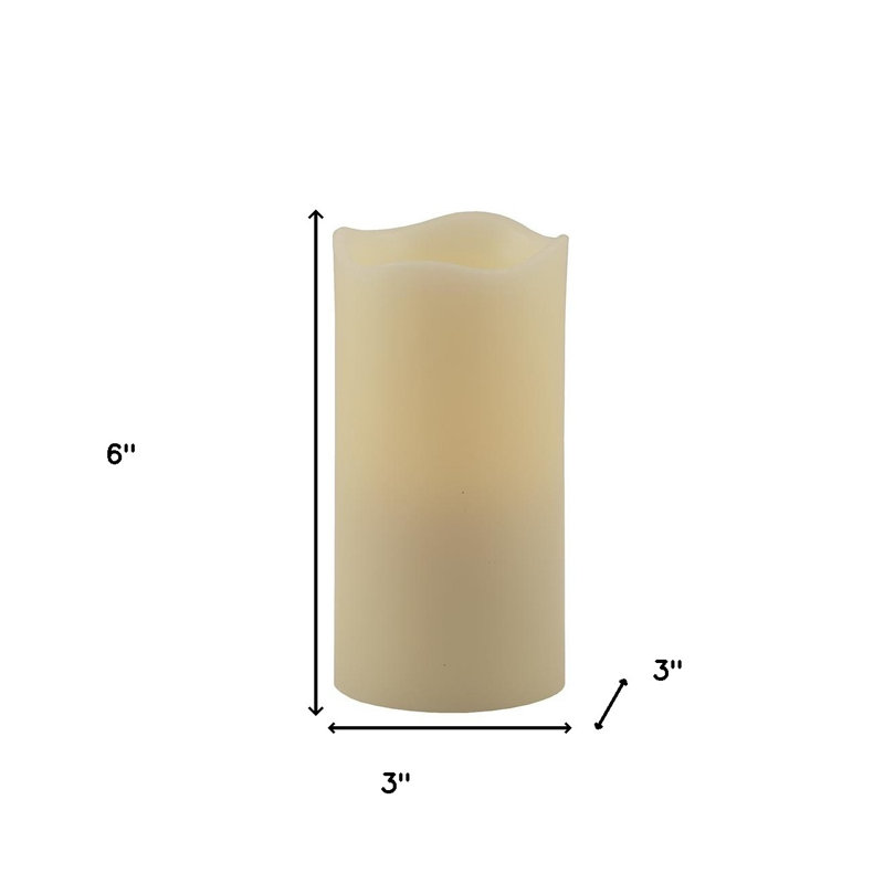 Bougie colonne sans flamme 6 po ivoire