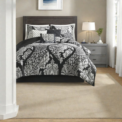Elegant Damask Bedding Sets Cal King, Cotton Comforter For Chic Bedrooms