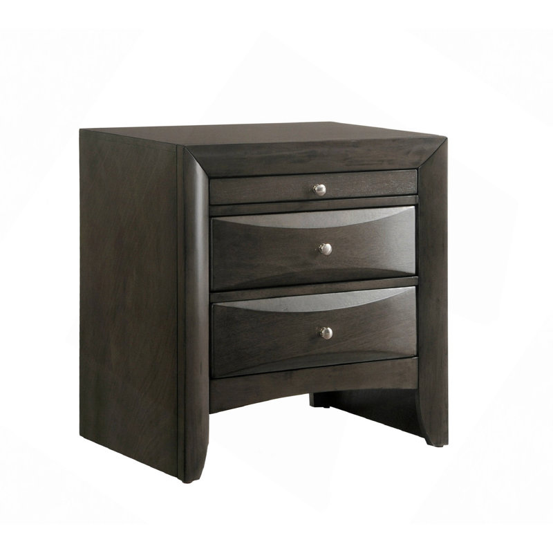 Transitional Nightstand With Drawer, Gray