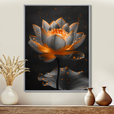Or blanc rétro élégant Lotus Photo II - art mural Lotus