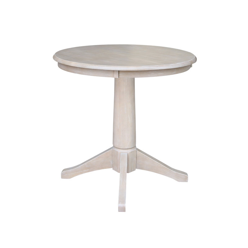 Imilia Solid Wood Pedestal Dining Table, Washed Gray Taupe, 29.9" H x 30" L x 30" W