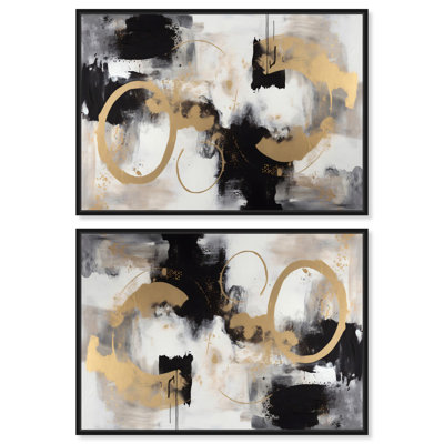 Abstract Bike in Gold Set Canvas Contemporary Art by Art Remedy