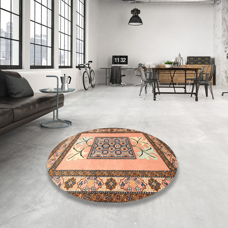 Tapis traditionnel orange / brun, Rond 4 pi