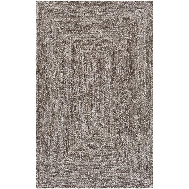 Rectangle Geathers Flatweave Polyester Area Rug in Brown, Rectangle 2' x 3'
