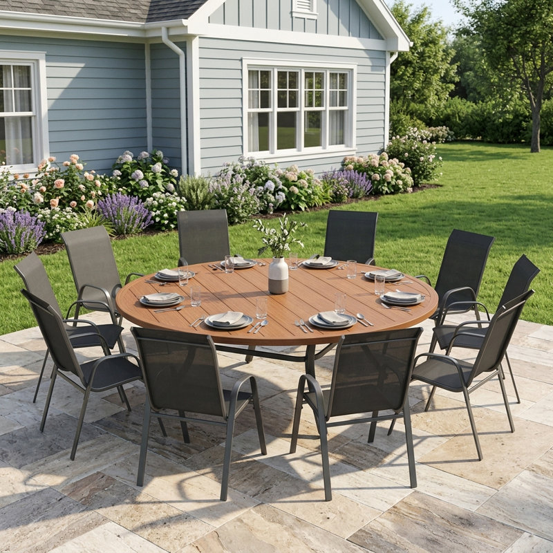 Ensemble repas 60 po pour 10 personnes, Brun / Charbon