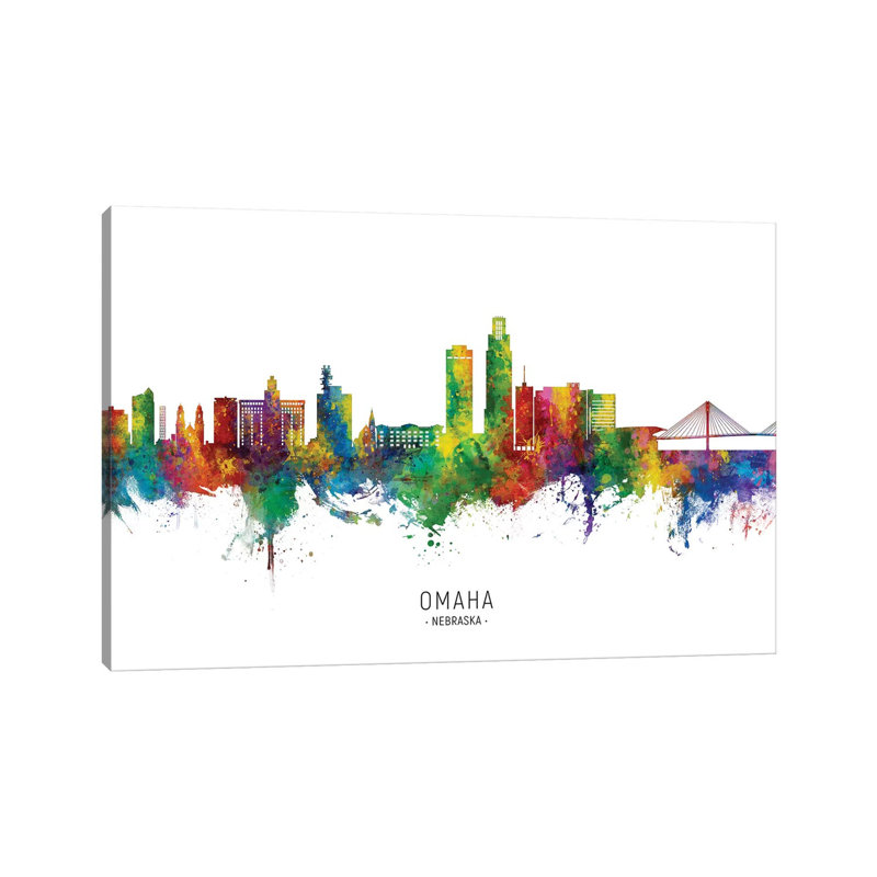 Omaha Nebraska Skyline City Name by Michael Tompsett - Wrapped Canvas Print, 152.5 cm H x 101.5 cm W