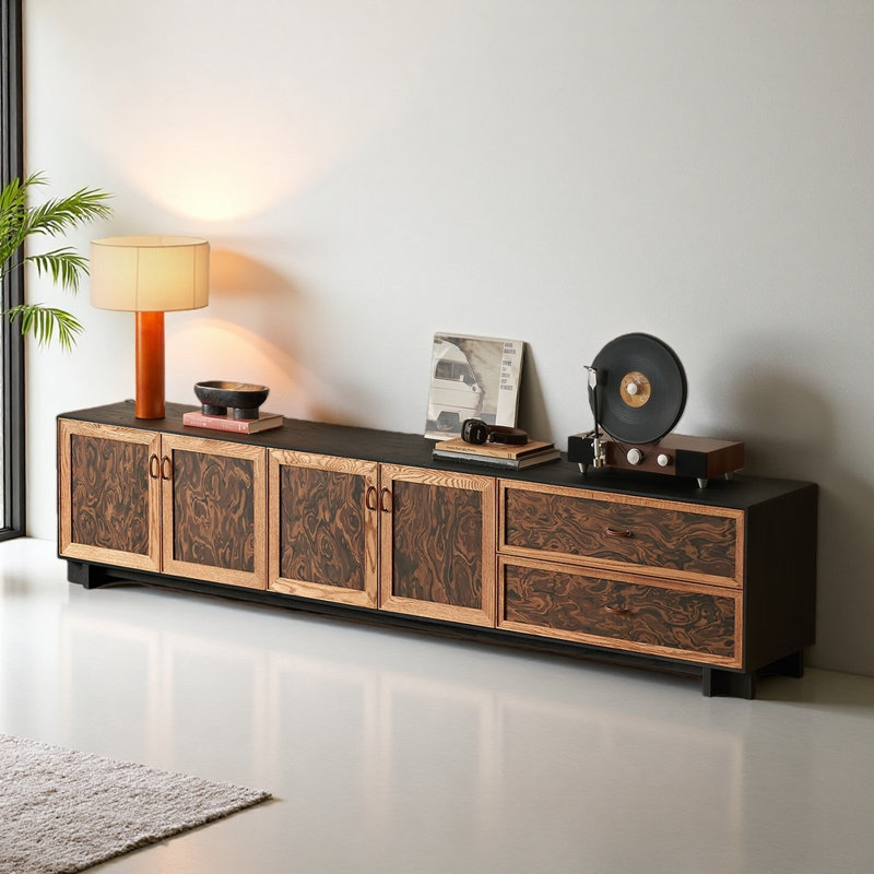 Meuble télé de style français rétro, H 20,87 po x L 94,49 po x l 15,67 po