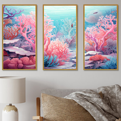 Corail, gorgonacées, monde marin, ensemble de toiles de corail sous l'eau