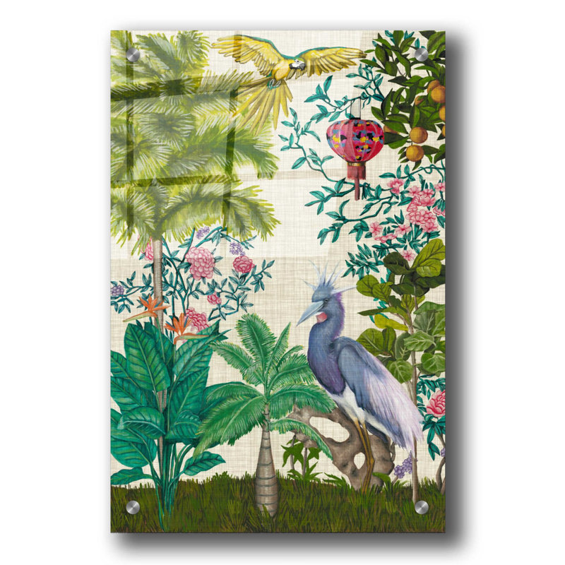 «Paradis Chinoiserie I» par Naomi McCavitt, art mural en verre acrylique, H 36 po x l 24 po x P 0,2 po