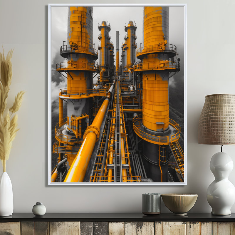 Shaver - Factories, art mural, Toile encadrée flottée blanche, H 20 po x l 12 po x P 1 po