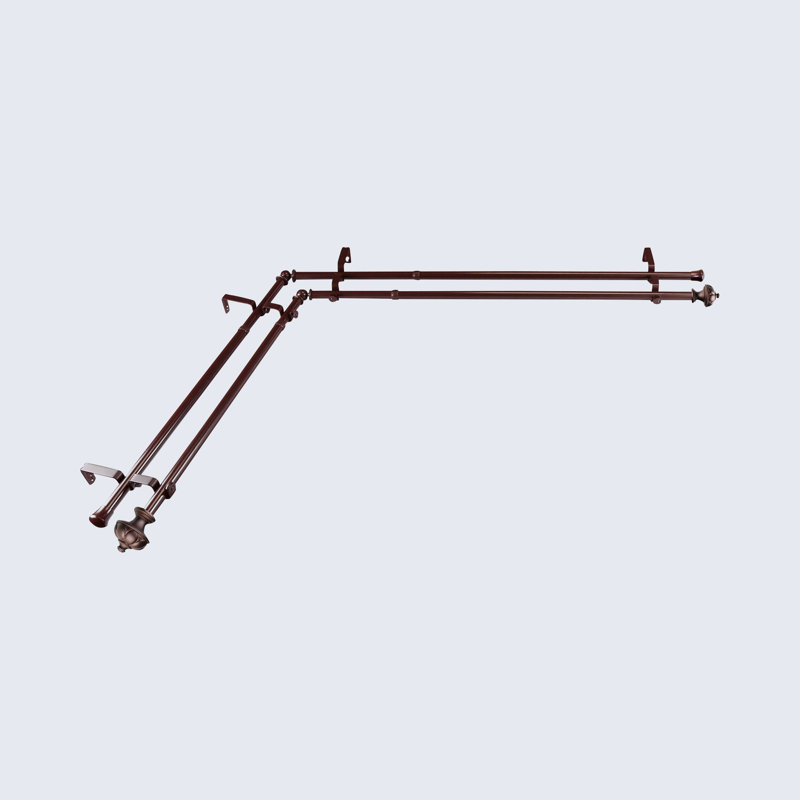Ensemble de tringle à rideaux double et quincaillerie Kravitz, H 120 po x l 70 po, Cacao