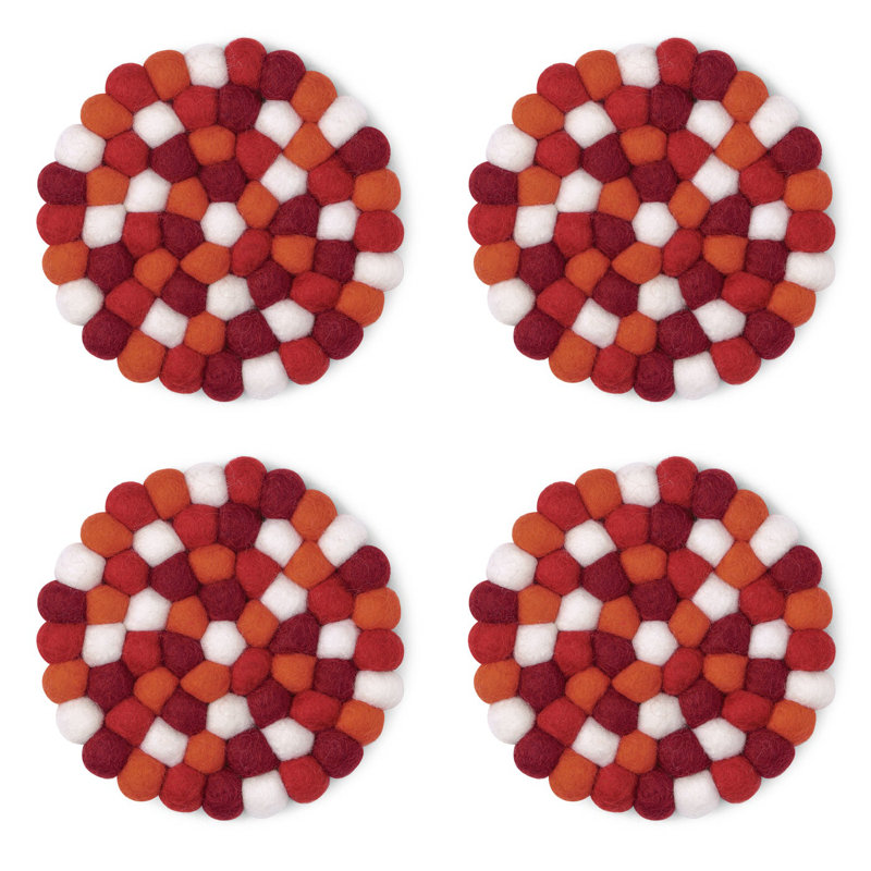 Ensemble de 4 sous-verres ronds MODWOOL (rouges canadiens), Blanc ; rouge