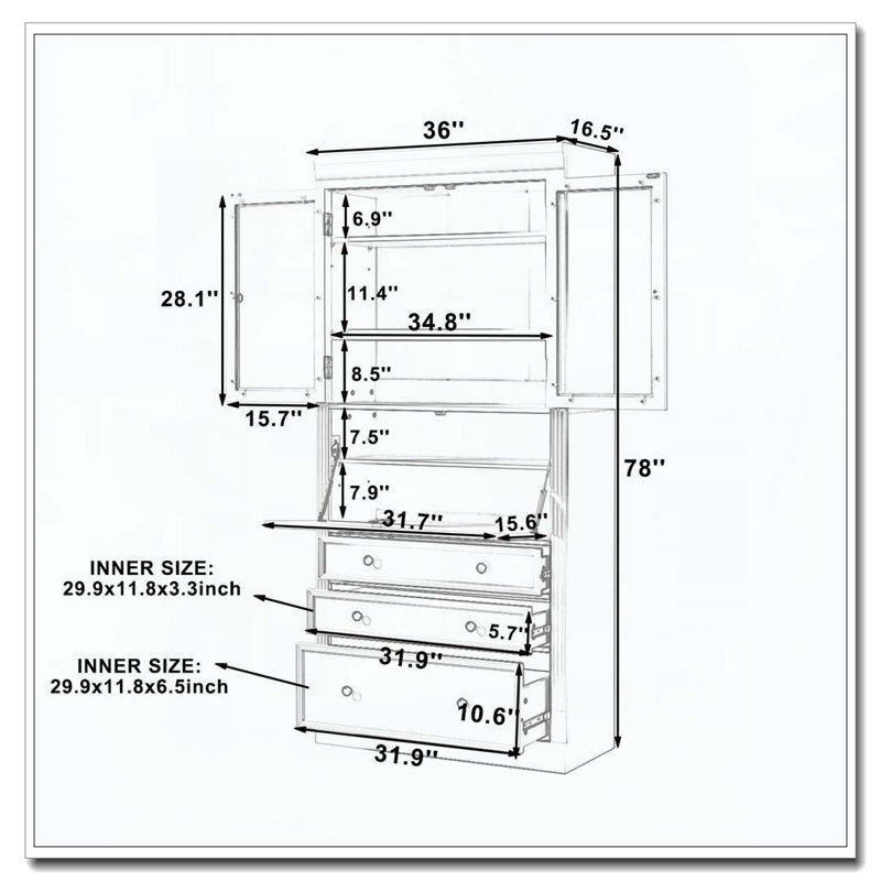 Armoire multifonctionnelle autoportante avec rangement pour garde-manger, Blanc