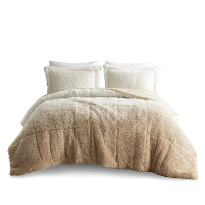 Luxurious King Ombré Shaggy Long Comforter Set