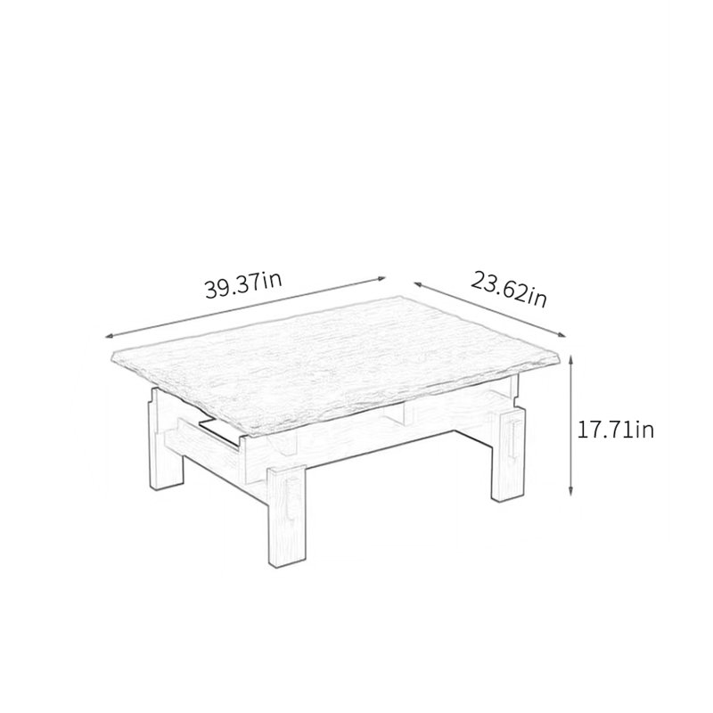 Table basse Wabi-sabi, H 17,71 po x L 39,37 po x l 23,62 po