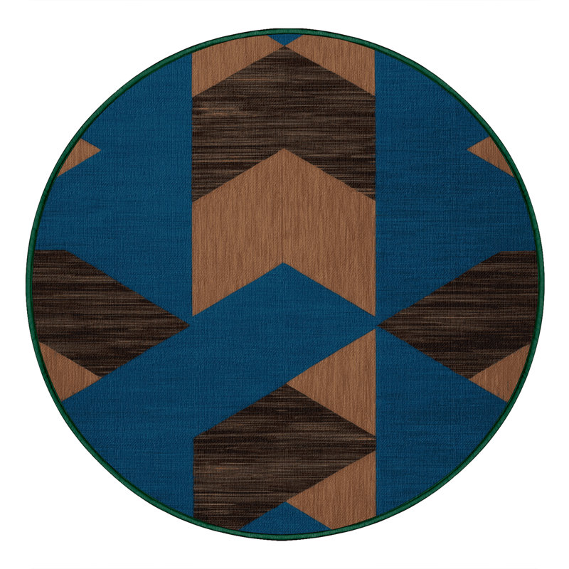 Machine Washable Botanical Brown Area Rug, Round 8'