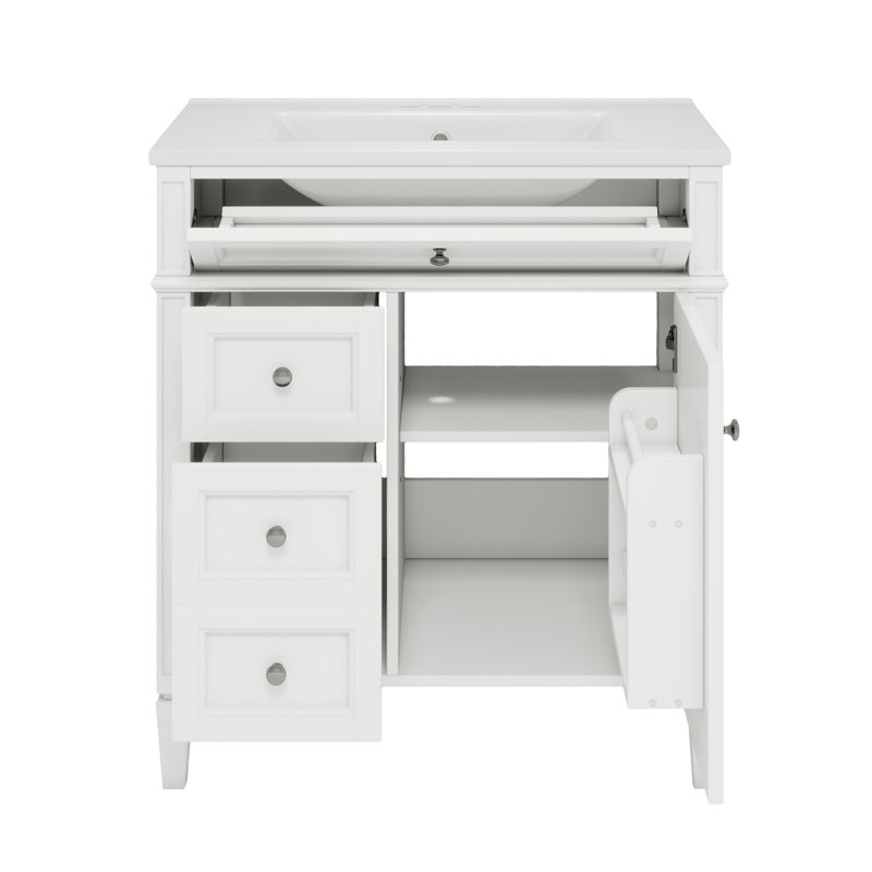 Meuble-lavabo simple 30 po avec lavabo supérieur, Blanc