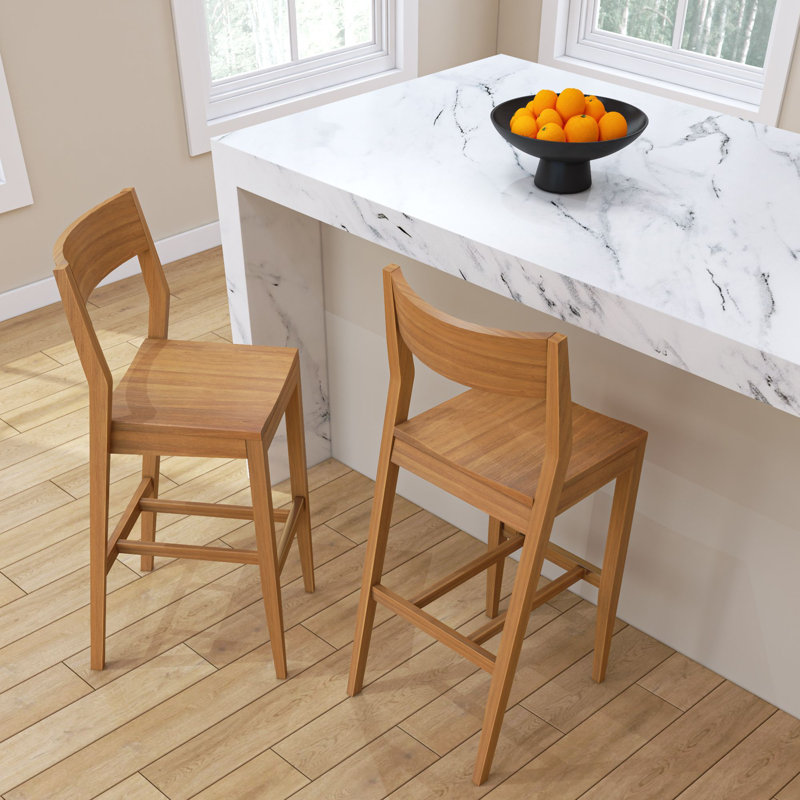 Modern Bar Height Chair (44in) - 2 Pack, Pecan, Pecan