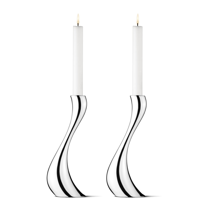 Cobra Stainless Steel Candlestick, 9.45" H x 3.35" W x 3.54" D, Stainless Steel