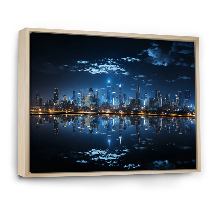 Thailande, ville, paysage nocturne I, Cadre naturel flottant, H 34 po x l 44 po x P 1,5 po