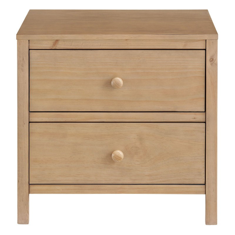 Honey Wood 2 Drawer Nightstand with Felt Lined Top Drawer