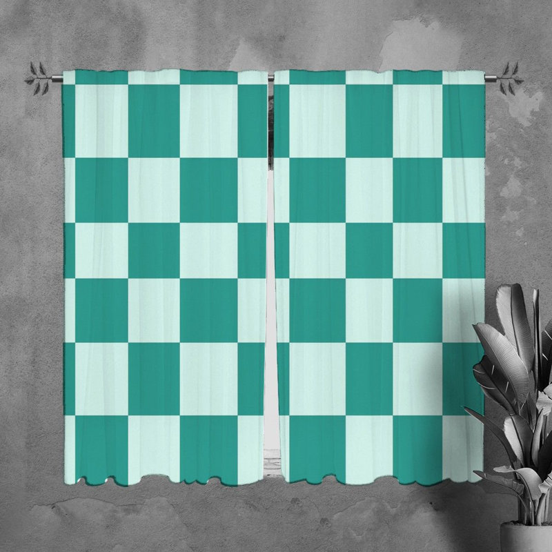 Paire de rideaux obscurcissant Middie, L 40 po x L 61 po, Blanc / turquoise