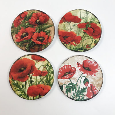 Sous-verre coquelicot