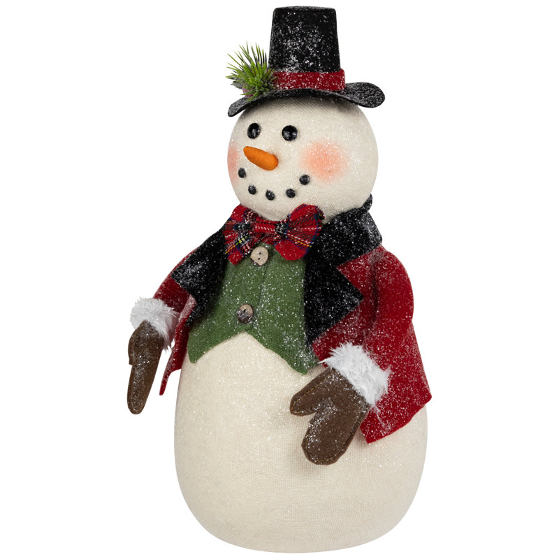 Figurine de Noël en forme de bonhomme de neige scintillant avec gilet et nœud papillon - 12,5 po