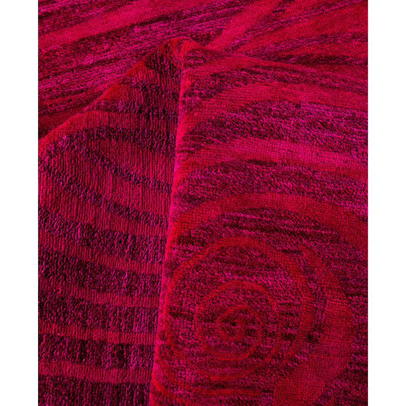 Overdyed Hand-Knotted Wool Modern-Contemporary Pink Area Rug 8' 9" x 12' 0"