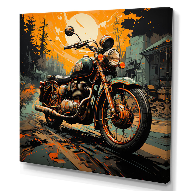 «Orange Orange Black Moto Road Rhythms III», reproduction sur toile, H 24 po x l 24 po x P 1 po, Toile tendue