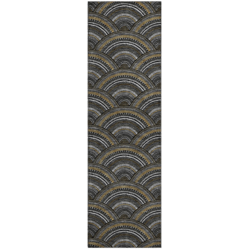 Premium Machine Washable Prisco Black Rug, Rectangle 1'8" x 2'6"
