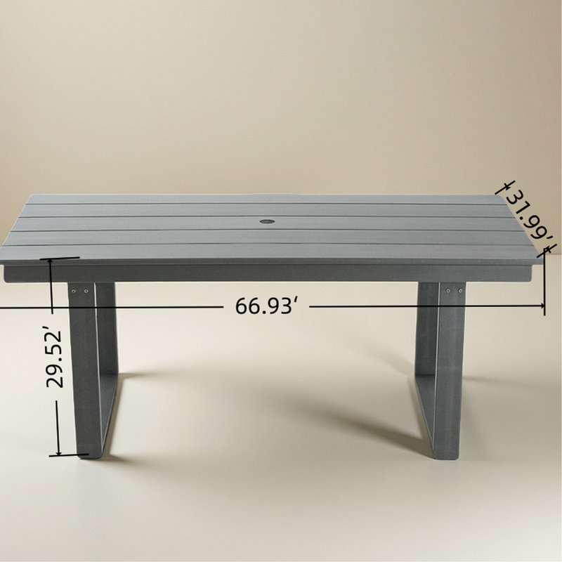 Table de salle à manger d'extérieur toutes saisons de 5 pièces comprenant une table rectangulaire de 69 po, 4 chaises et un trou pour parasol pour le jardin, le patio, la cour, la piscine