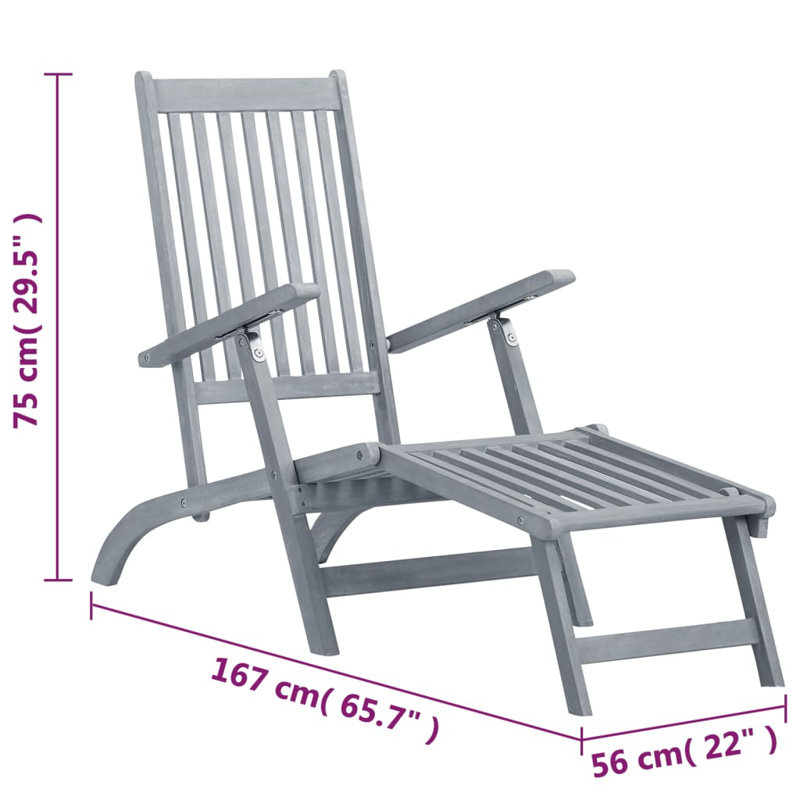 66.8 "Long Acacia Single chaise, Gray