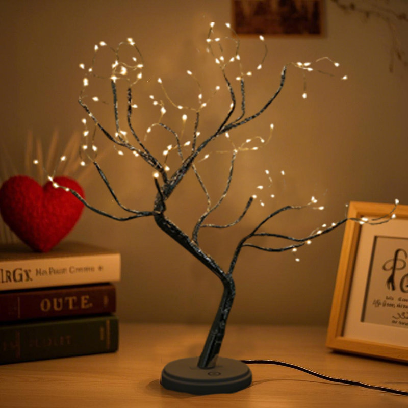 20" Sparkly Tabletop Bonsai Tree Light 108 LED Warm White Fairy Light Spirit Tree, DIY Artificial Twinkling Tree Lamp for Bedroom Desktop Festivals Room Decor, USB or Battery Powered Lights