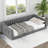 For Small Spaces Dorms and Guest Rooms, Upholstered Platform Daybed Twin XL Sleeper Cool Gray Velvet with Side Storage Pocket-1837885120-1837885121