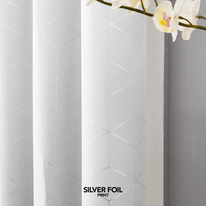 Deconovo Silver Diamond Pattern Curtain Pair, 52" W x 72" L, Grayish White