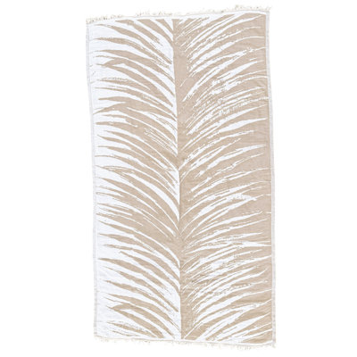 Tropical Beige Turkish Cotton Beach Towel