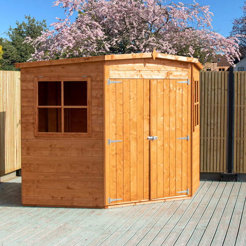 Corner Shed Shiplap with Double Doors, Dip Treated, No, 7ft. x 7ft.
