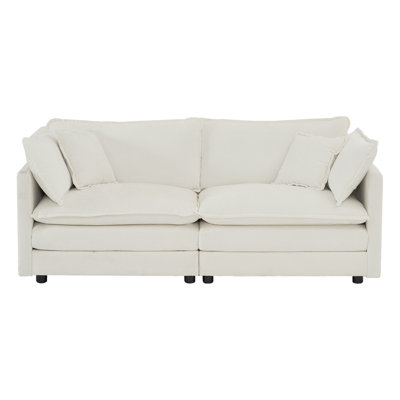 Stylish 3-Piece Sofa Set With Arm Pillows & Toss Pillows, Including 2 Arm Chairs And 1 Two-Seat Sofa, Space-Saving Casual Living Room Furniture In American White Oak & Acrylic Design, Ideal For Cozy Family Lounging & Modern Home Decor