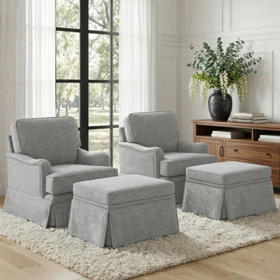 Upholstered Swivel Accent Arm Chair Set