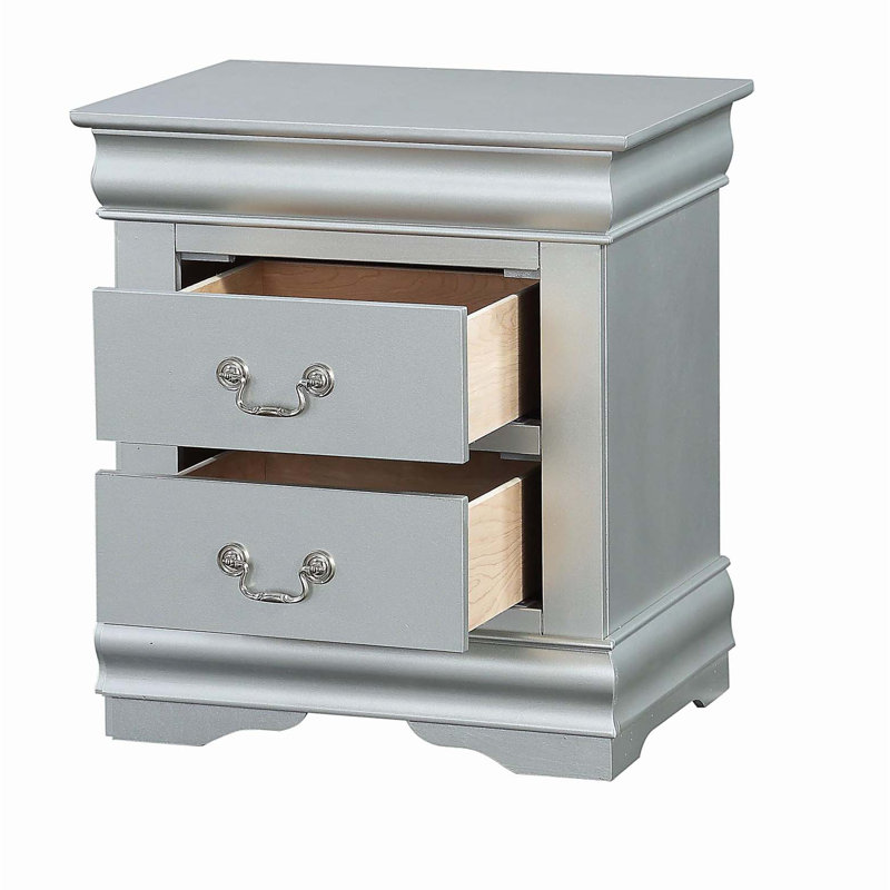 Louis Philippe III Platinum Finish Nightstand