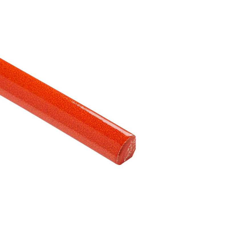 Emery .5X8 Handmade Crackled Terracotta 1/4 Round Bullnose, Orange