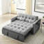 Sommeil coulissant en velours gris, 2 places de 55,5 po avec poches latérales, coussins réglables et lombaires pour le salon d'appartement-688012534