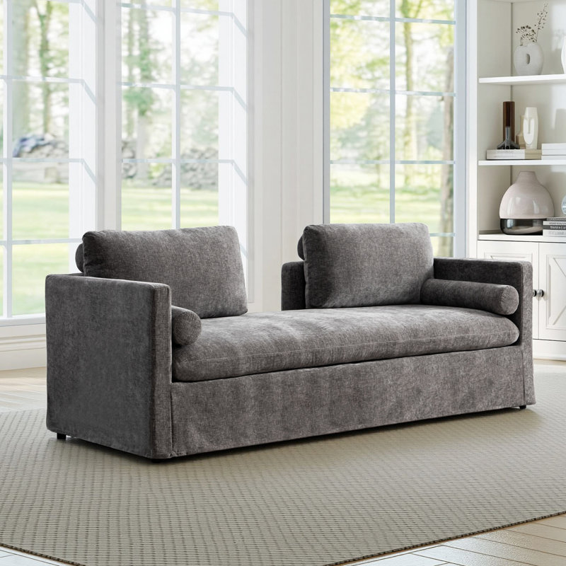 Chaise longue rembourrée de 82,7 po de largeur, Gris